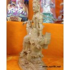 木雕工艺佛像 桧木雕刻自在观音菩萨 原木色摆件木质工艺品