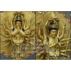 木雕佛像手工艺品【站千手观音菩萨】46CM贴金现货结缘**