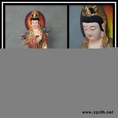 供应【华木工艺】香樟木雕刻品 观音佛像/【莲花净瓶观音】60公分极彩图1