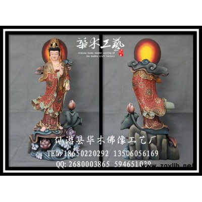 供应【华木工艺】香樟木雕刻品 观音佛像/【莲花净瓶观音】60公分极彩图3