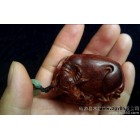**小叶紫檀 荷叶水牛 扭转乾坤手把件 小摆件木雕工艺品
