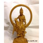 桧木雕刻坐像大自在观音菩萨 供奉寺庙神像木雕佛像