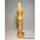 华鑫艺术雕刻 桧木木雕美女拿花少女**木雕摆件纯木制美女摆件**价格优惠包邮