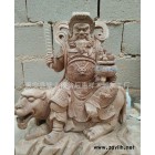 寺庙供奉樟木雕刻武财神，财神赵公明，骑虎威武财神精雕白坯鉴赏