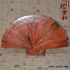 龙德轩红酸枝木雕喜上眉梢工艺扇子仿古中国风木质折扇工艺品摆