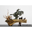 现代抽象木雕艺术酒店ktv售楼处样板房家居室内玻璃钢马到成功雕塑摆件