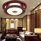 现代中式吸顶灯简约实木雕花圆形客厅卧室餐厅亚克力灯具仿古灯饰