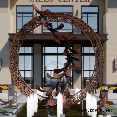 水景 发光 不锈钢雕塑制作  不锈钢雕塑定做   不锈钢雕塑生产厂家   轩盛园林 不锈钢水景雕塑