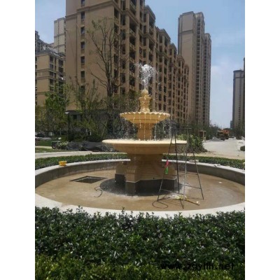 市政景观园林水景喷泉大型跌水钵双层流水盆仿砂岩大门入口雕塑