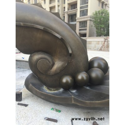 鎏芳DS071铜艺锻造水景铜雕喷水海螺广东铜雕小区水景雕塑厂家