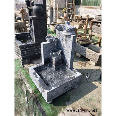 瑞景青石，晚霞红，流水摆件，庭院摆件，风水景观