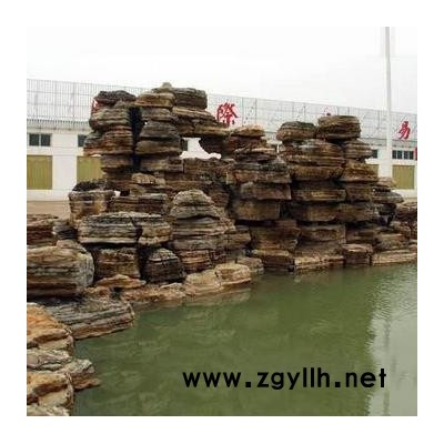 秦皇岛千层岩假山施工队斧劈石假山制作dn4 园林景观石