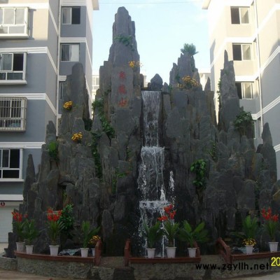 鄂尔多斯20米长8米高斧劈石假山制作施工dt2 假山石