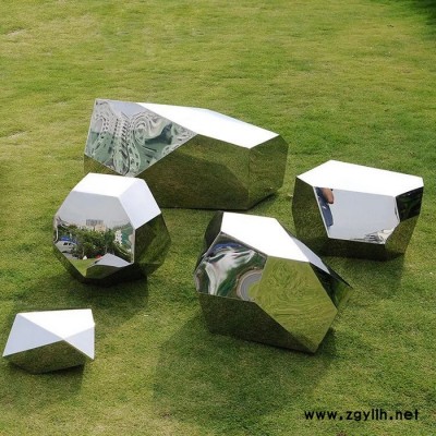 入口水景不锈钢亮光鹅卵石几何雕塑温馨浪漫