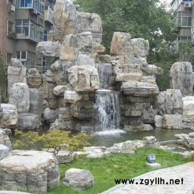 秀山秀水 千层石假山 塑石假山 庭院假山 水泥假山