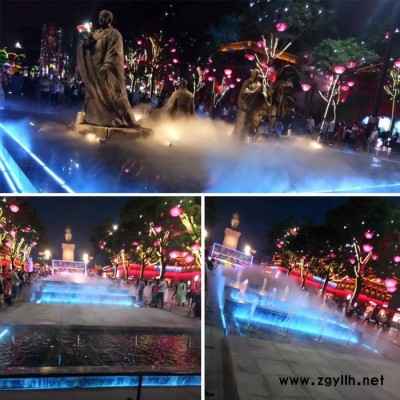 西安景区喷泉水景，雾森冷雾喷泉水景亮化设计施工
