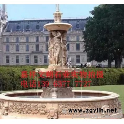 文朔石业定做小区美化大理石喷泉石雕图片 雕刻花岗岩喷泉石雕喷泉水景
