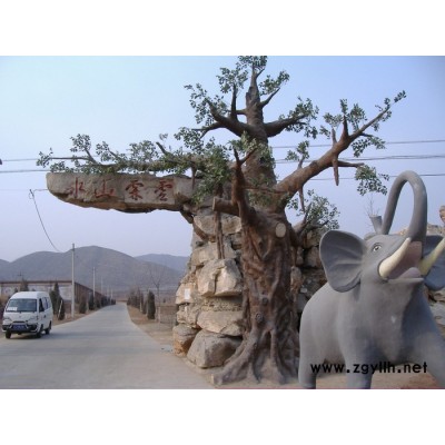 塑石假山 水泥仿木栏杆 水泥假山制作 塑山  塑树图5