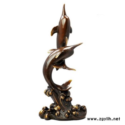 定制广场水景雕塑锻铜海豚组合工艺品经久耐用