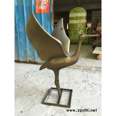 锻铜工艺品仙鹤水鸟雕塑广东铜工艺厂水景雕塑摆件