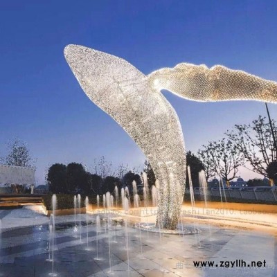 嘉华雕塑  不锈钢雕塑鲸鱼 商场创意悬空鱼雕塑 水景布置公园 大型镂空动物雕塑