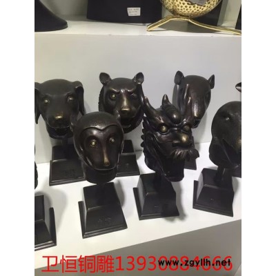 卫恒铜雕 厂家定制纯铜十二生肖兽头  户外喷水景观雕塑  动物雕塑摆件