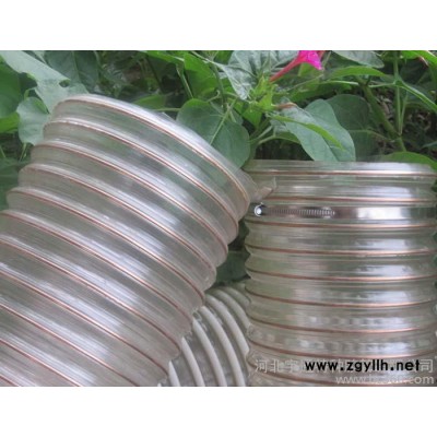 供应河北衡水景县多种PU钢丝增强吸尘软管：高伸缩耐磨钢丝波纹管