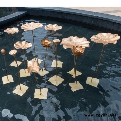 汉饰家居荷叶 铁艺荷花荷叶摆件水景装饰景观