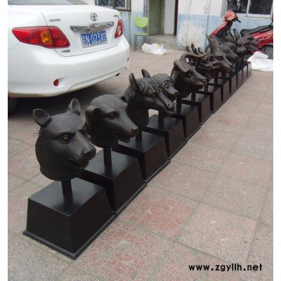 鑫鹏铜雕厂家定制 纯铜十二生肖雕塑 十二生肖全身像 铜雕十二生肖兽头 户外喷水景观雕塑