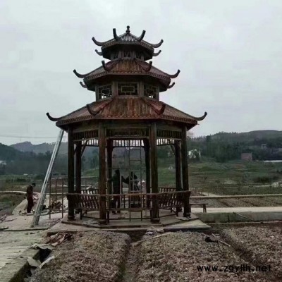 仿古八角凉亭、防腐碳化、 户外园林美观大方防水景观工程
