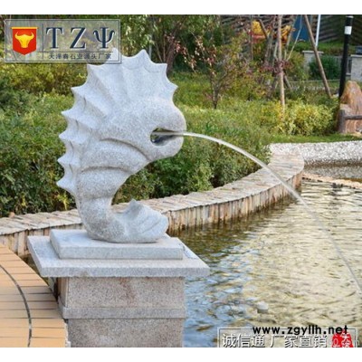 汉白玉石雕景观水池动物 小区观赏动物水景雕塑