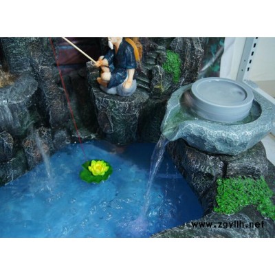 中式仿古风水球假山流水摆件 风水球水景流水摆件 乔迁树脂工艺