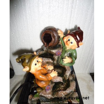 【艺品福人】多款多造型小矮人喷泉流水 水景摆件 树脂工艺品