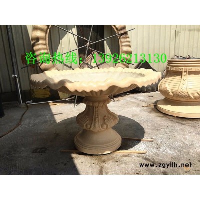 半边流水喷 景观装饰壁泉 酒店入口水景挂饰流水钵 黄锈石树叶形状半边喷泉