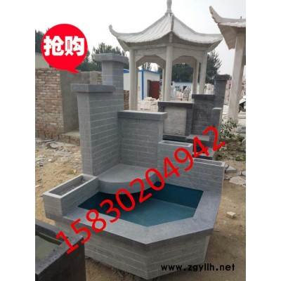 定制            青石石雕鱼缸花盆大型室内流水景