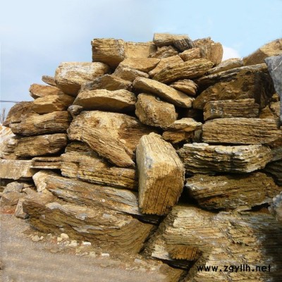 【圆满石业】山东淄博庭院千层石批发  庭院别墅假山 室内假山  假山石批发 假山制作施工