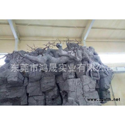 东莞鸿晟承接假山塑石假树景观工程 室内外装饰假山假树定做