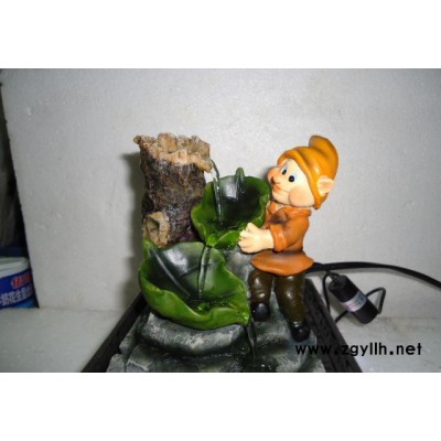 【艺品福人】小矮人喷泉流水水景摆设 精致可爱生日礼品 流水喷泉