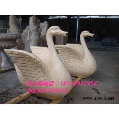 家禽动物雕塑 人造砂岩动物雕塑 喷水天鹅园林水景装饰 建筑物门前摆设动物