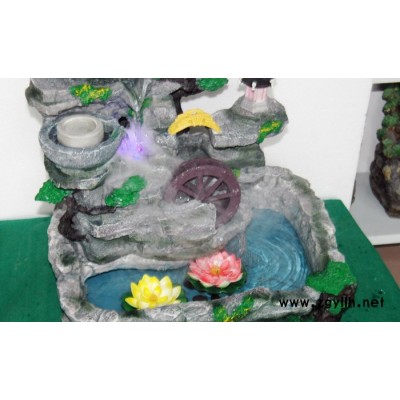 【艺品福人】精致美观假山流水喷泉 喷泉加湿器 家居树脂摆件