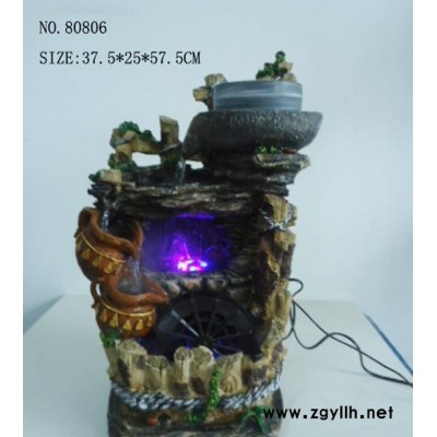 【艺品福人】厂家假山流水 **加湿器室内家居装饰摆件