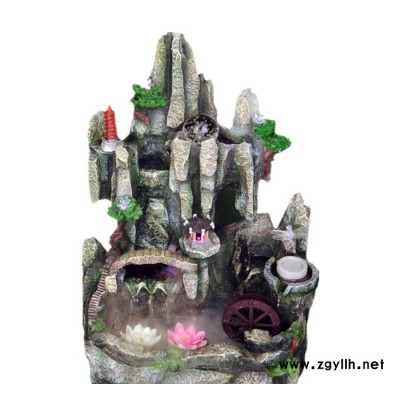 树脂假山喷泉流水鱼缸 喷泉工艺摆设流水加湿器 花园办公室摆件