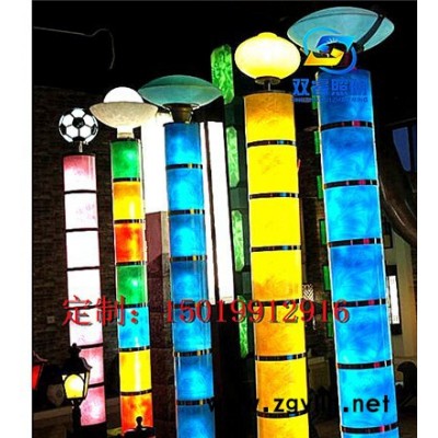 定做超亮透光七彩灯柱 广场景观灯仿云石景观灯庭院灯小区商业街灯效果图
