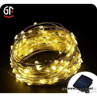 100led太阳能圣诞灯串 商厦装饰园林景观灯 户外防水铜丝灯串闪灯