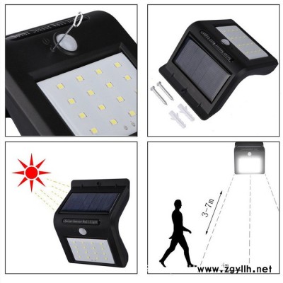 亚马逊**新明源18001太阳能灯16LED人体感应壁灯户外照明庭院灯 LED灯