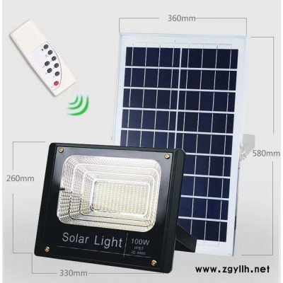 100W新品太阳能灯投光灯户外超亮草坪泛光灯led家用太阳能庭院灯 太阳能泛光灯