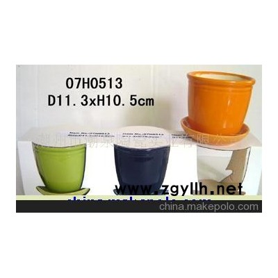 陶瓷色釉盆,花插