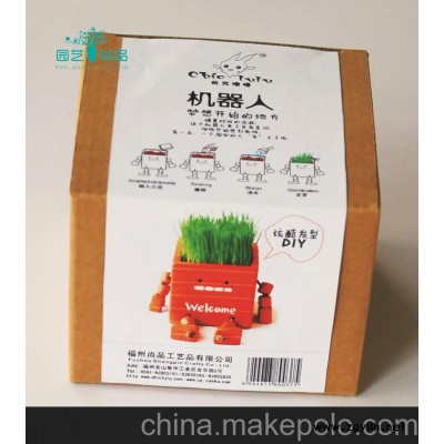 微型盆景 DIY种植 长草的机器人 陶瓷花盆 艺术花盆容器 居家花盆